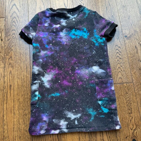 Rags to Raches Girls Drop Pocket Dress in Celestial Galaxy Size 2T Black Purple - Picture 2 of 7
